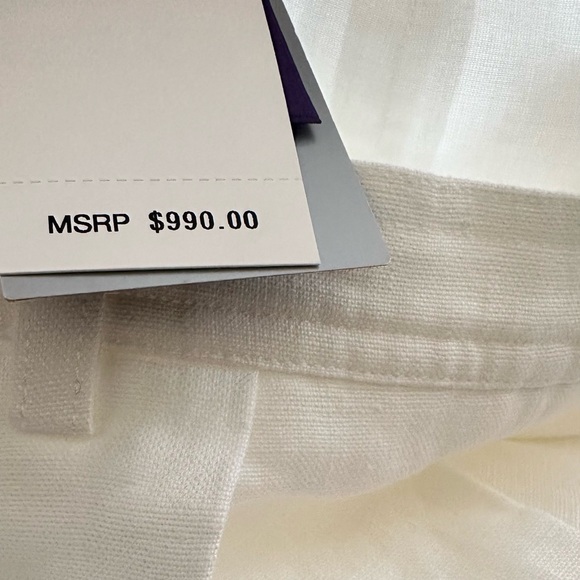 Ralph Lauren White Wide Leg Linen Pants - Picture 8 of 8